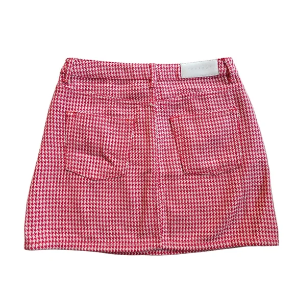 TOPSHOP Moto Red Houndstooth Mod Retro Mini Skirt Size 8 - Picture 2 of 3